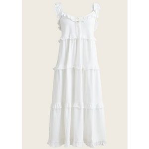J. Crew Women's $98 Tiered Knit Keyhole Maxi Dress Cover Up Size M BB453 White